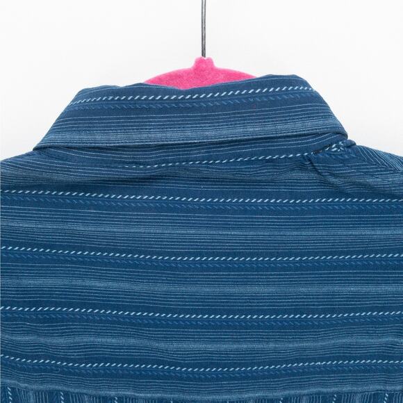 Billabong Factory Distressed Men’s Medium Slim Fit Button-Up Shirt Blue Striped - Picture 11 of 12